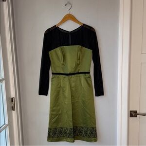 Vintage Y2K Laundry Shelli Segal Retro Embroidered Silk Cocktail Dress